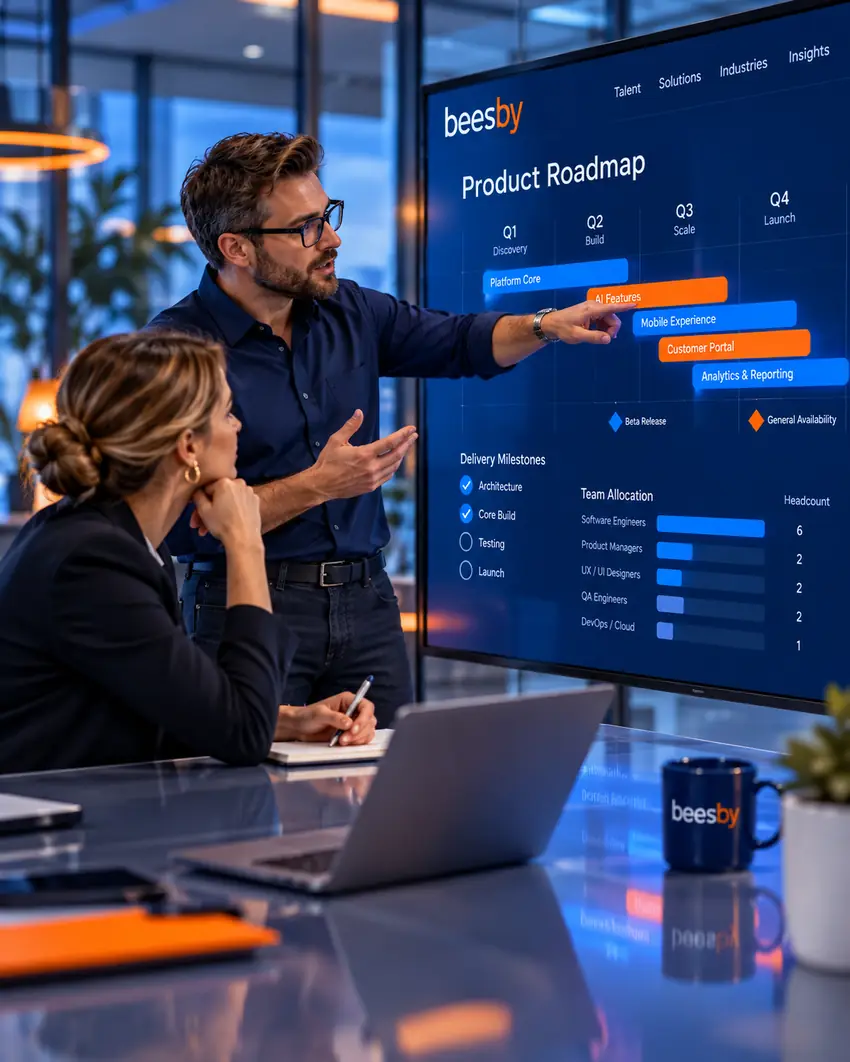 Arquiteto de software e diretora com roadmap digital